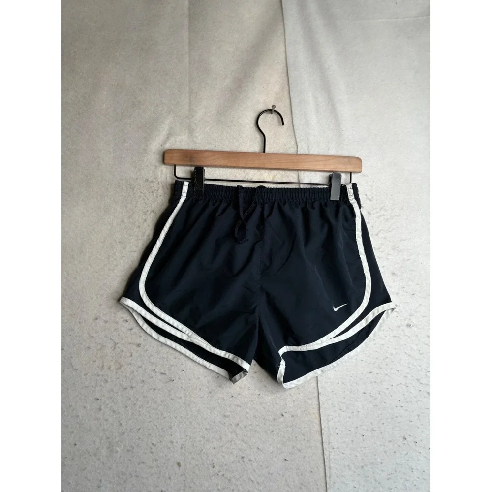 Nike Fit Dry Womens Running Shorts Black White Swoosh Small b397